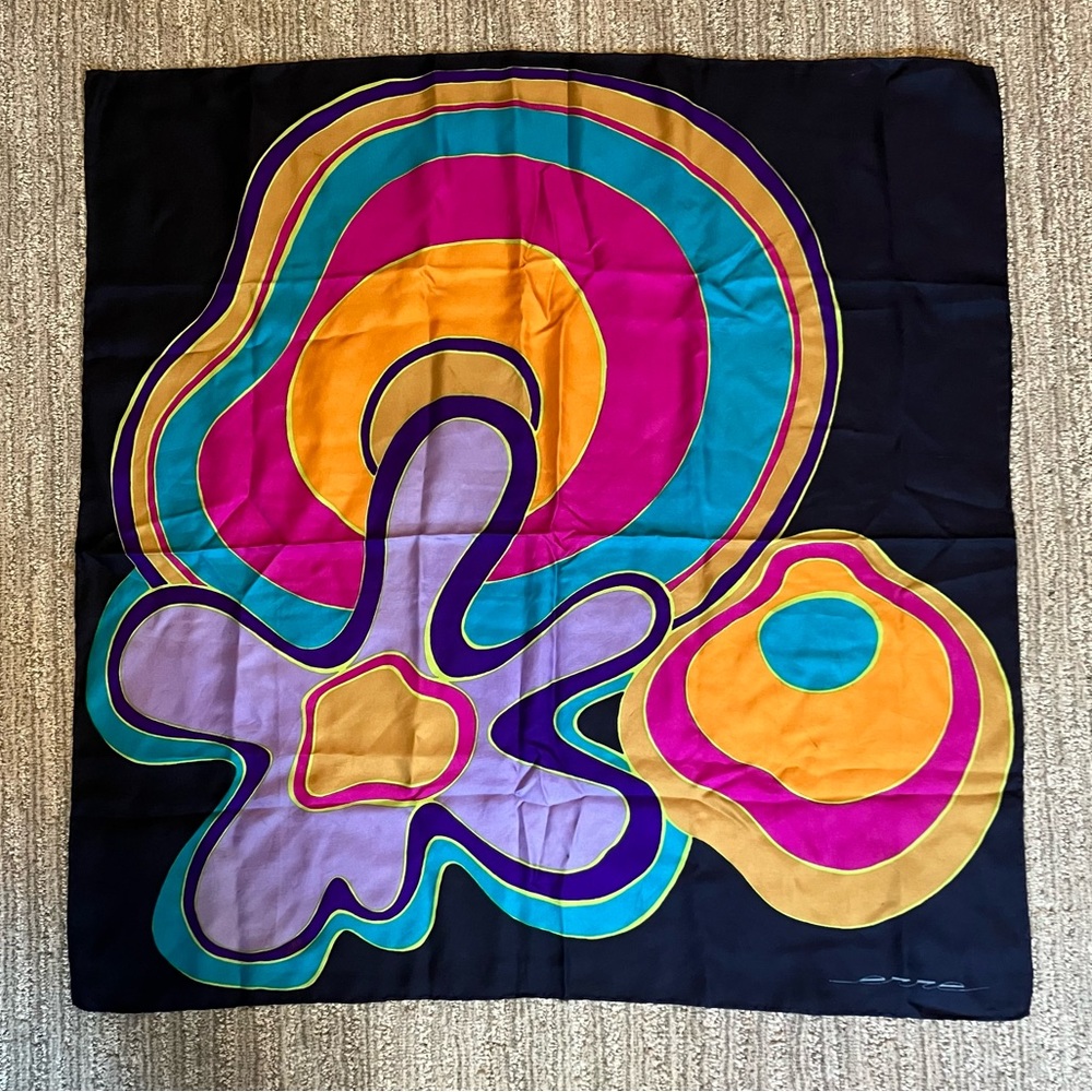 Vintage erre square scarf with funky 1960s feel - Picture 2 of 8